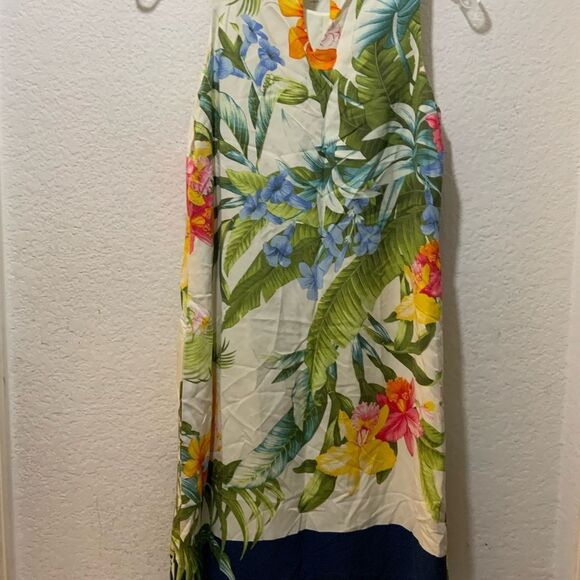 ❤️ Tommy Bahama Madeira Blooms Heritage Silk Sleeveless Tropical Shift Dress XXS - Picture 8 of 10
